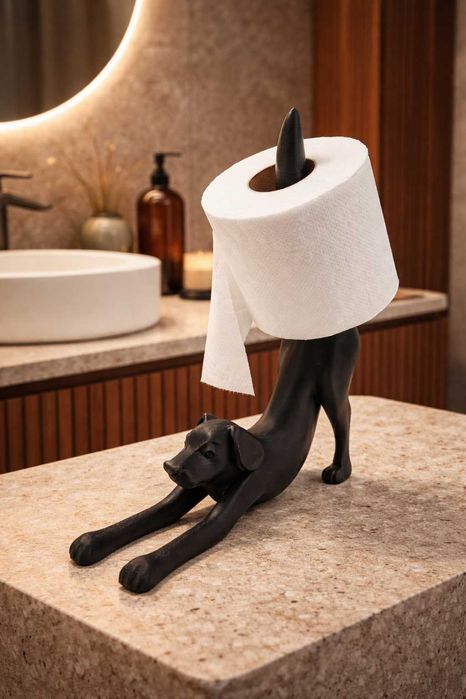 Stojak na papier toaletowy Pies Doskonała ozdoba wnętrza Prezent