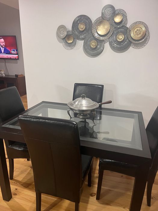 Mesa extensível em vidro