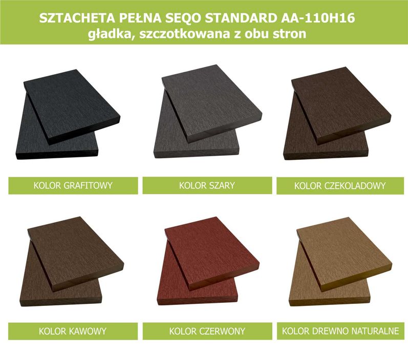 Sztacheta kompozytowa pełna SEQO AA-110H16 gładka, szczotkowana 0,95m
