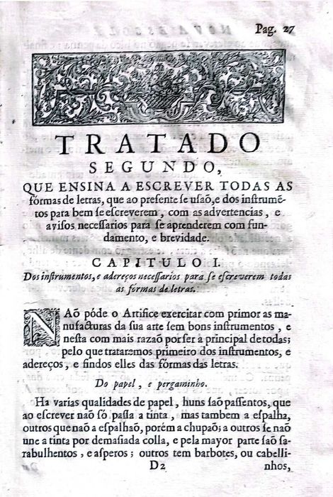 Nova Escola para aprender a ler escrever e contar – 1722 – Capítulos descritivos