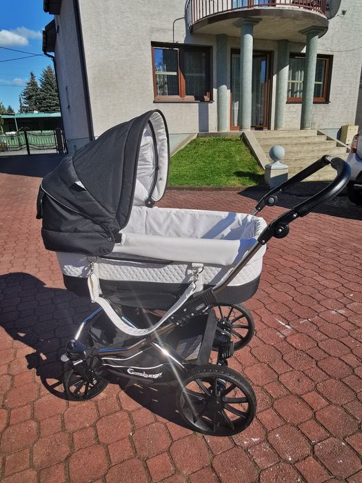 wózek Emmaljunga skóra naturalna 2w1 biało-czarny