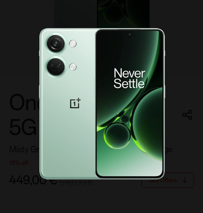 NOVO Oneplus Nord3 5G (256GB+16GB RAM) Misty Green + OnePlus Sandstone