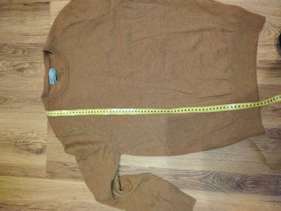 Sweter wełniany karmelowy brązowy L