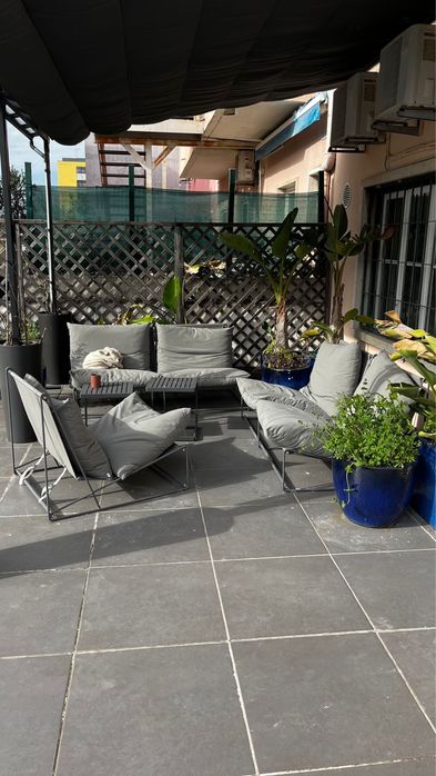 Conjunto Lounge de Jardim SKLUM Amaro – Cinza | 2 Sofás + 1 Poltrona