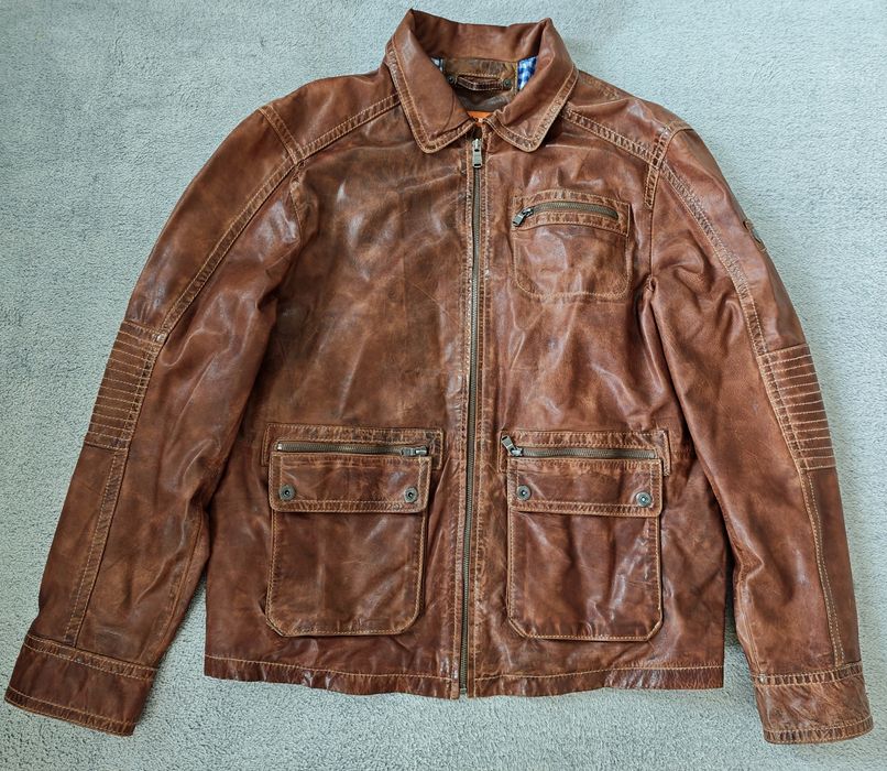 Luksusowa Męska Kurtka Skórzana EMILIO ADANI Rozm. 52 L/XL vintage pre