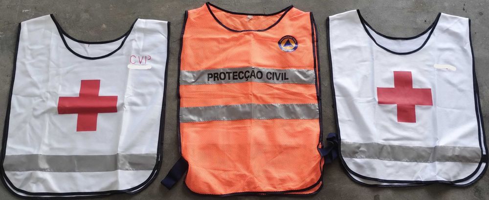 3 Coletes Refletores Cruz Vermelha Proteção Civil
