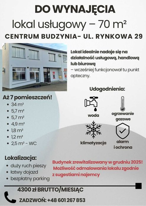 Lokal usługowy - 70m² -> Centrum Budzynia