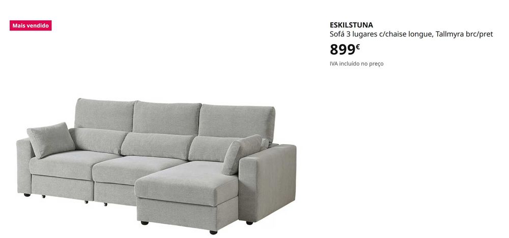 Sofá 3 lugares c/chaise longue - ESKILSTUNA