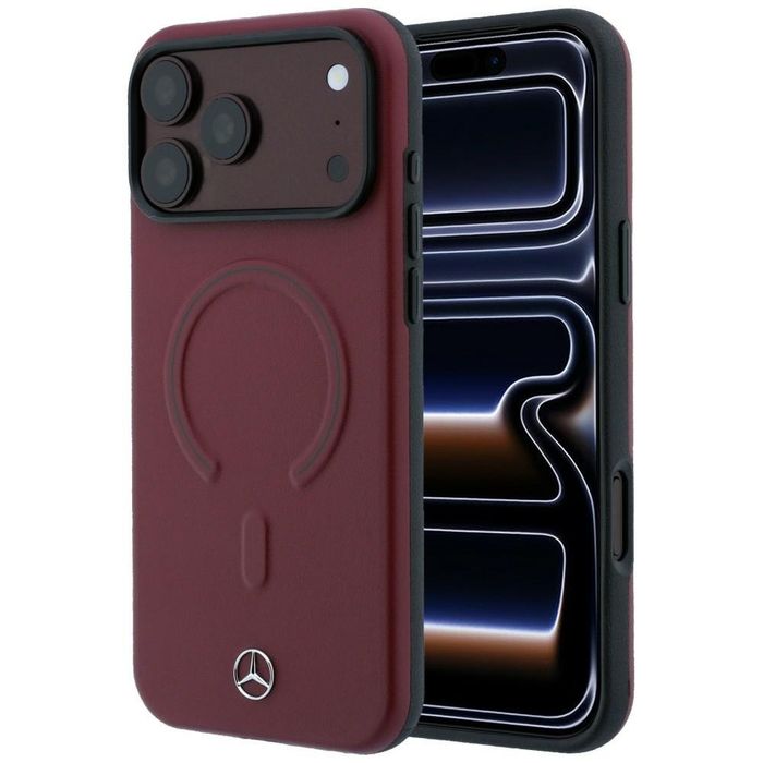 Etui Mercedes Leather 3D Mag Safe do i Phone 18 Pro / 17 Pro burgundowy