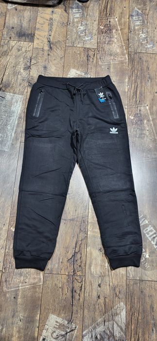 Czarne spodnie męskie dresowe zasuwane kieszenie XXL