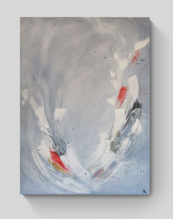 Quadro de tela original em acrílico, tons de azul