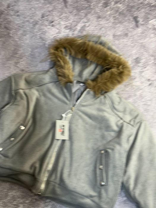 Бомбер з мехом аляска куртка курточка пуховик MA-1 женский сірий серый