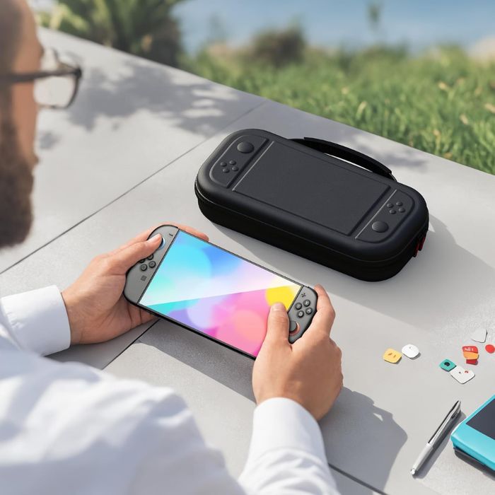 Etui na Konsolę Nintendo Twardy Pokrowiec z Miejscem na 10 Gier Czarny