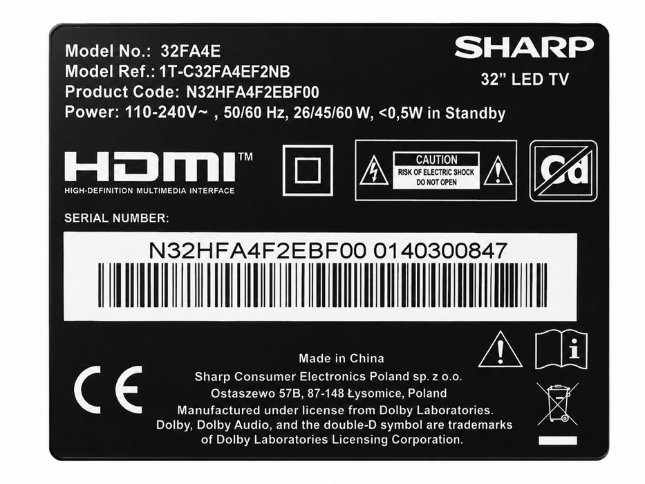 Sharp 32FA4E – telewizor LED 32 cale