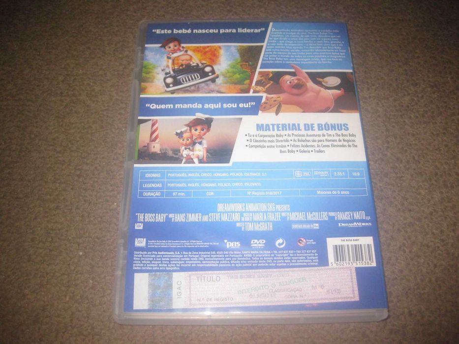 DVD "The Boss Baby" com Tobey Maguire (Voz)