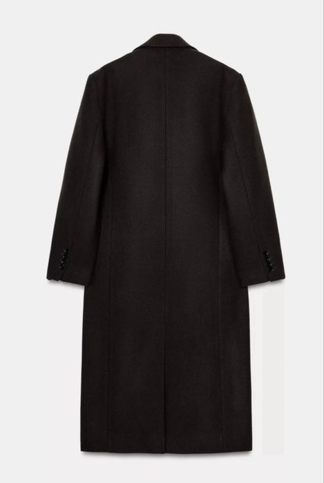 Czekoladowy, brązowy, gruby płaszcz winter coat oversize wełniany wełna wool Zara M