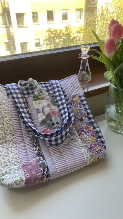 Ręcznie szyta torba – unikatowa, patchworkowa