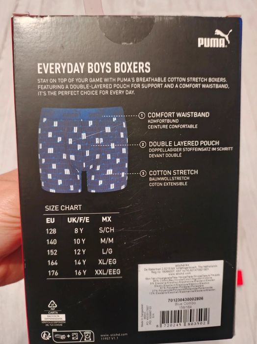 Bokserki chłopięce Puma 3 sztuki nowe r.158/164