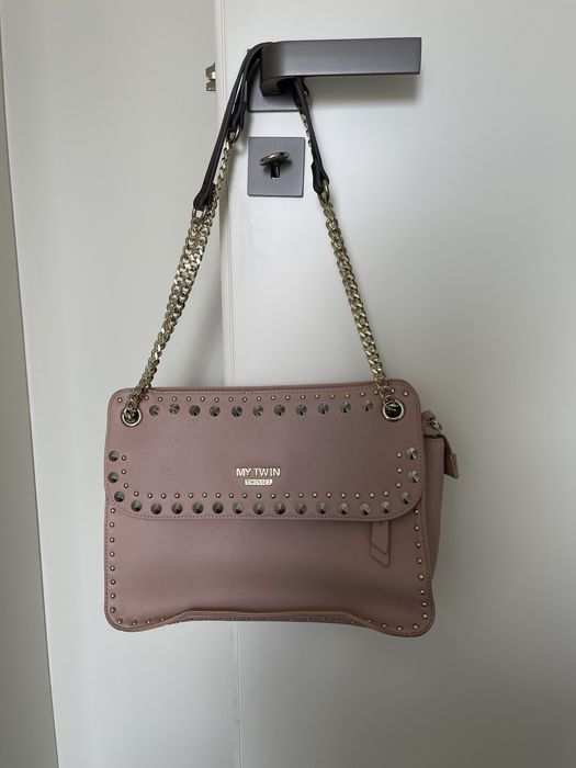 Mala Twinset Rosa com Tachas Douradas