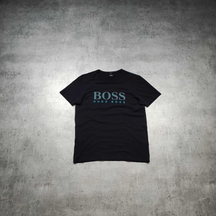 MĘSKA Koszulka PREMIUM Granatowa Duże Logo Bawełna Hugo Boss Luxury