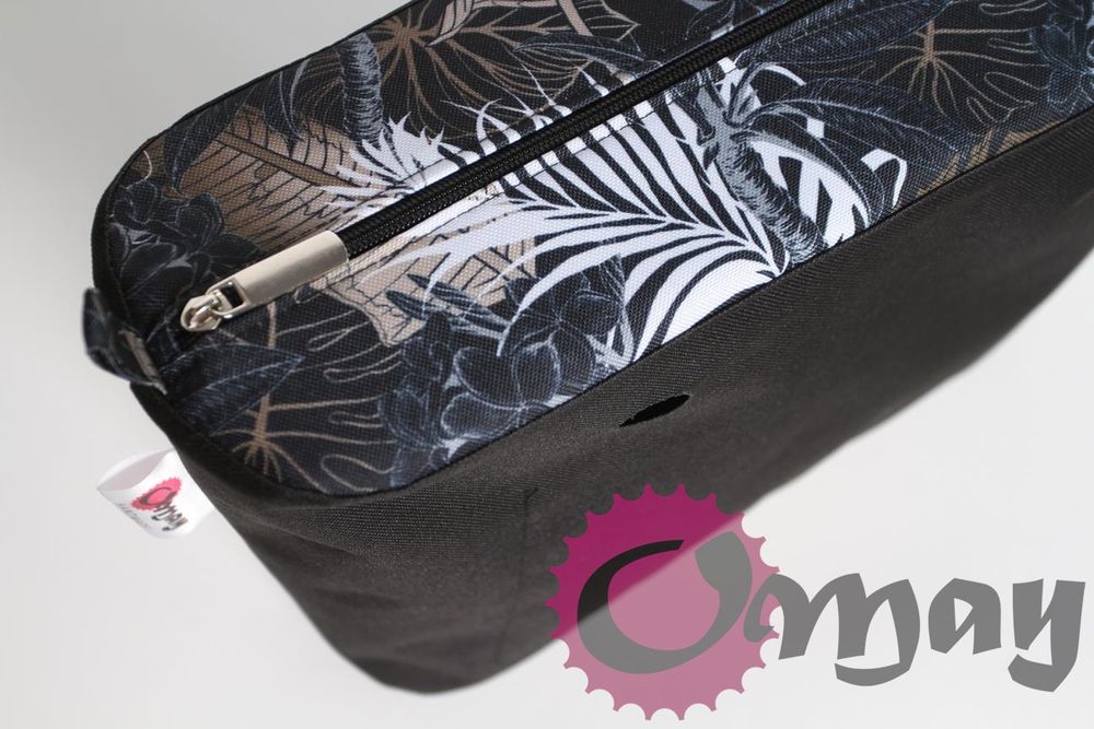 Czarny organizer OBAG STANDARD liście szary brąz 2 kieszenie OMAY