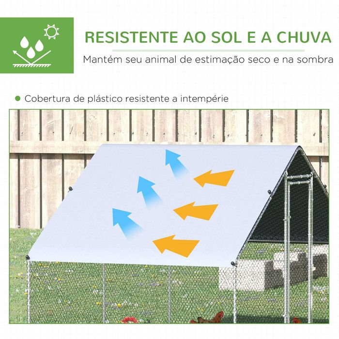 Galinheiro 3x2x2 m em aço galvanizado e cobertura Oxford