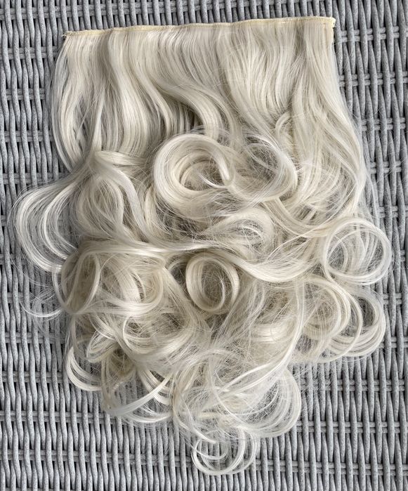 Premium Ultra włosy doczepiane, platynowy blond, clip in, loki 259.