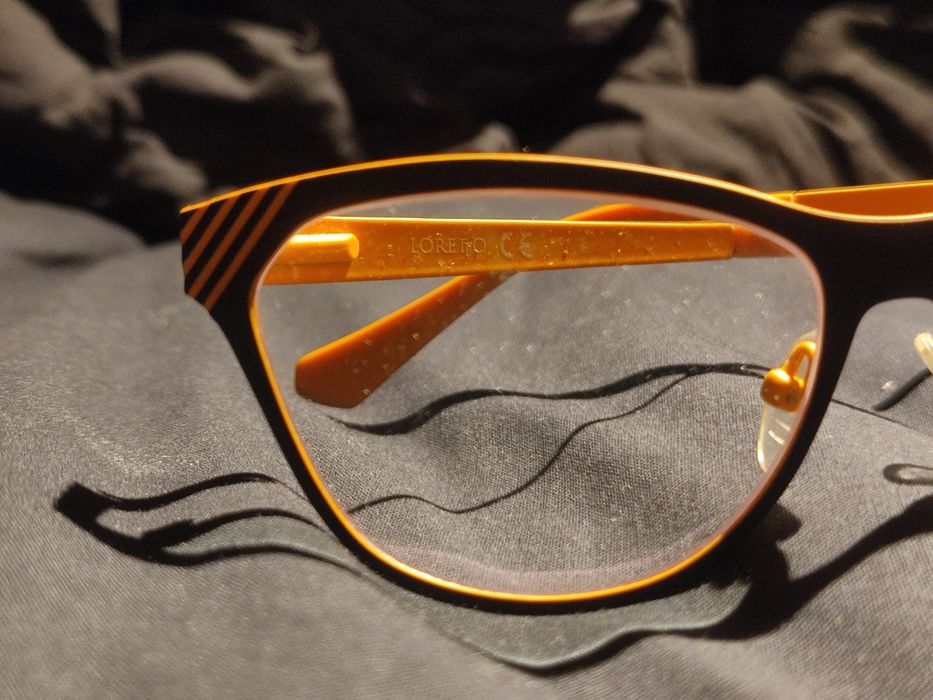 LORETTO okulary oprawki black orange NOWE pomarańczowe czarne unikat