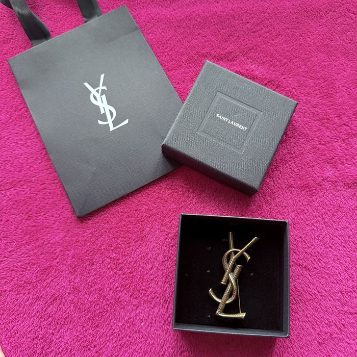 Broszka YSL stare zloto duza