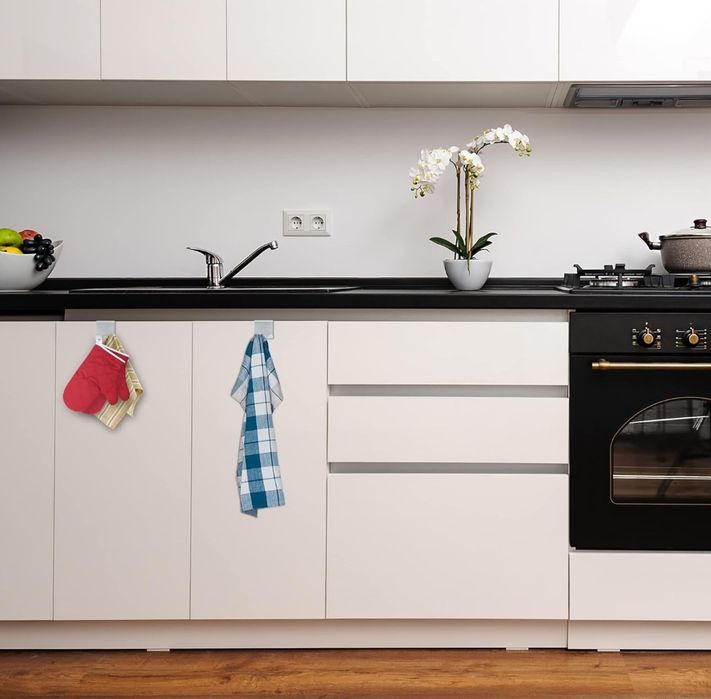 Relaxdays Zestaw 4 haczyków na drzwi, stal nierdzewna