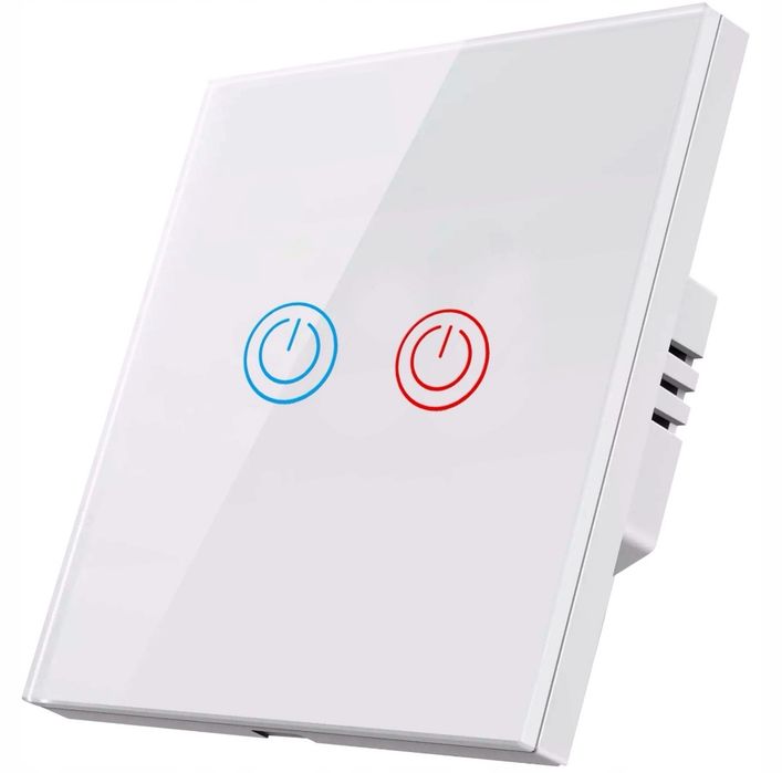 Włacznik Światła WI-FI Dotykowy Podwójny Szklany Panel Biały