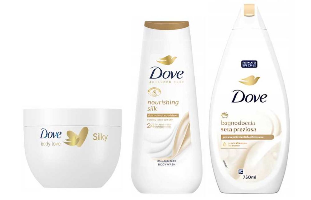 Dove  JEDWAB nawilżający płyn do kąpieli jedwab +żel+ krem do ciała