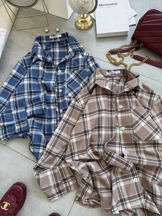 Женская рубашка в клетку/Жіноча сорочка в клітинку модель 594