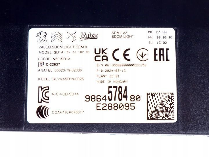 Moduł sterownik centralnego ZAMKA HANDS FREE PEUGEOT 3008 9864578480