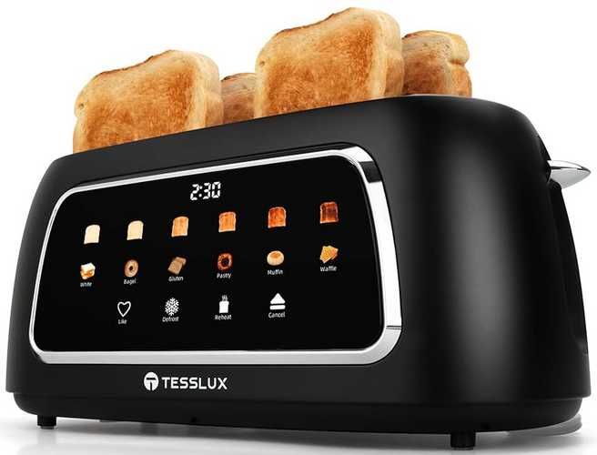 NOWY 4 Slite Toster  z ekranem dotykowym, 4 kromki na raz, 6 poziomowy