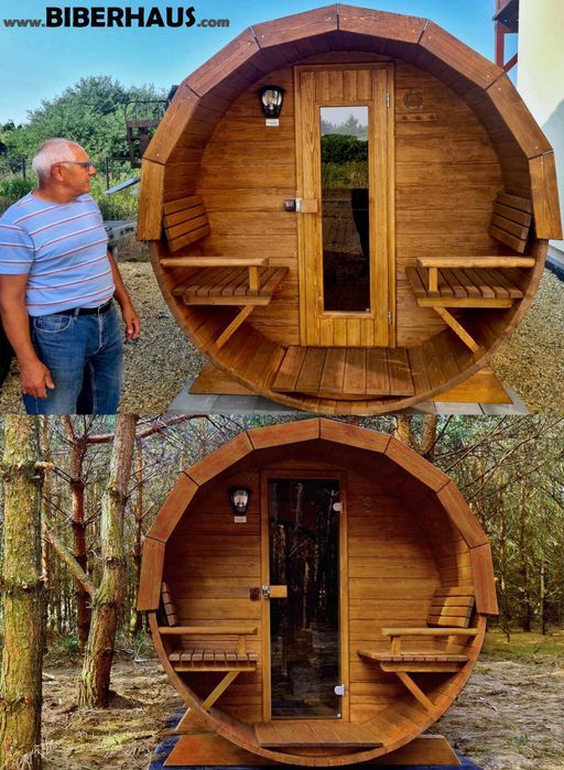 SAUNA Ogrodowa 300 cm + OKNO 100% + PRZEDSIONEK + GRATIS Beczka +Akces