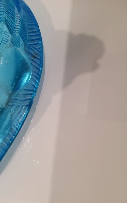 Duża kura szklana – Huta Szkła Ząbkowice – 21 cm – niebieska