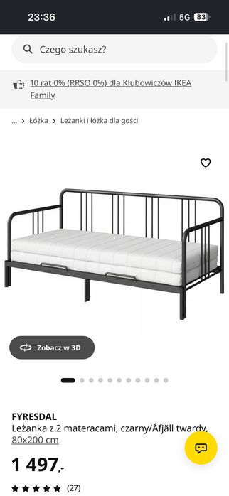 Łóżko Ikea 80*200cm.