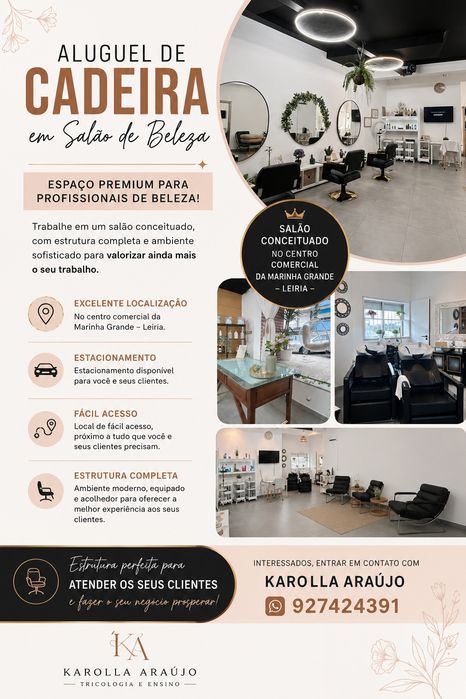 Aluguel de cadeira em salão de beleza