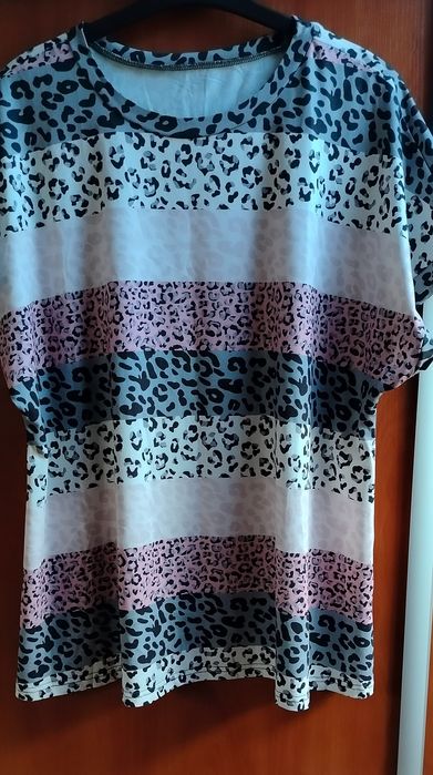 Piękna Duża Bluzka w kolorową panterkę 2XL stan jak nowa