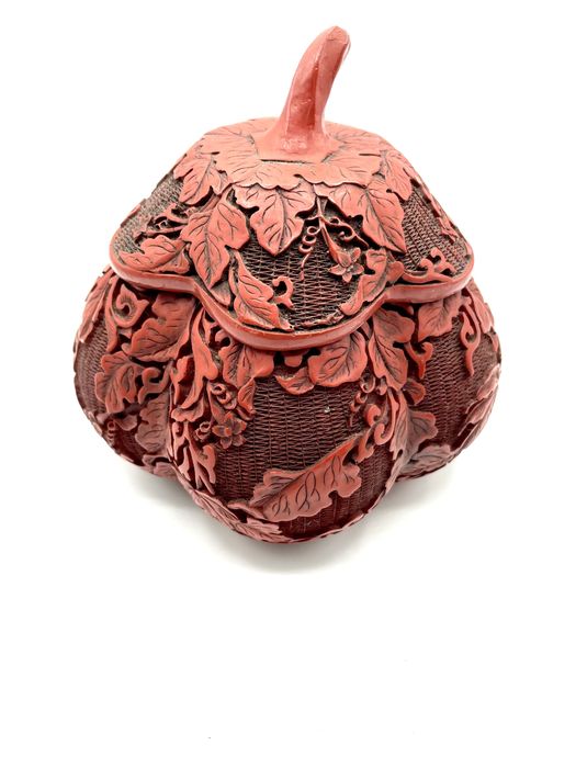 Caixa cabaça laca, charão chinesa, cinabrio antiga