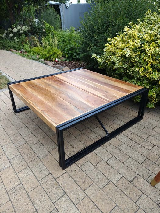 Nowy Stolik kawowy 100x100x35 cm lite drewno akacjowe