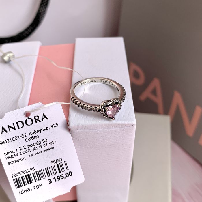 Каблучка Пандора Pandora оригінал кільце Кольцо «Рожеве серце» нова