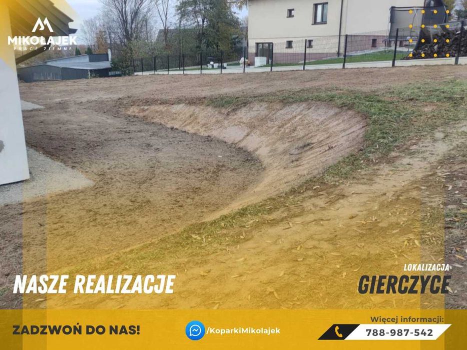 Prace ziemne KOPARKA minikoparka podjazdy korytowanie fundamenty wykop