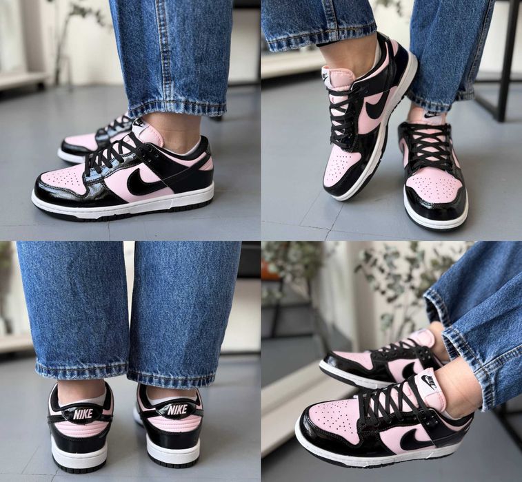 Женские кроссовки Nike Dunk Low Pink Black Patent 36-40 Новинка Весны!