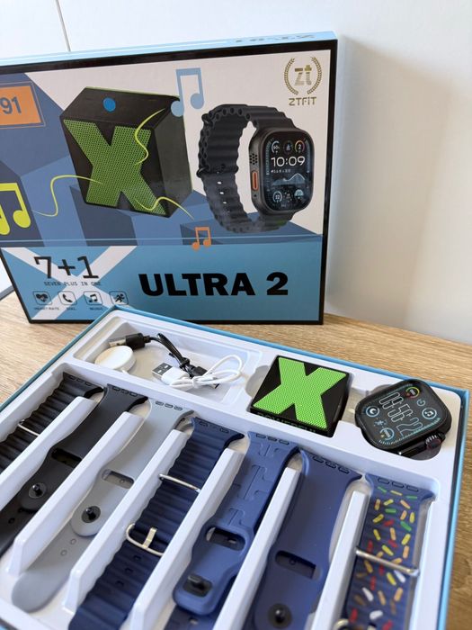 Smartwatch Kit 7+1 com Caixa de Som Bluetooth, 7 Pulseiras e Carregador