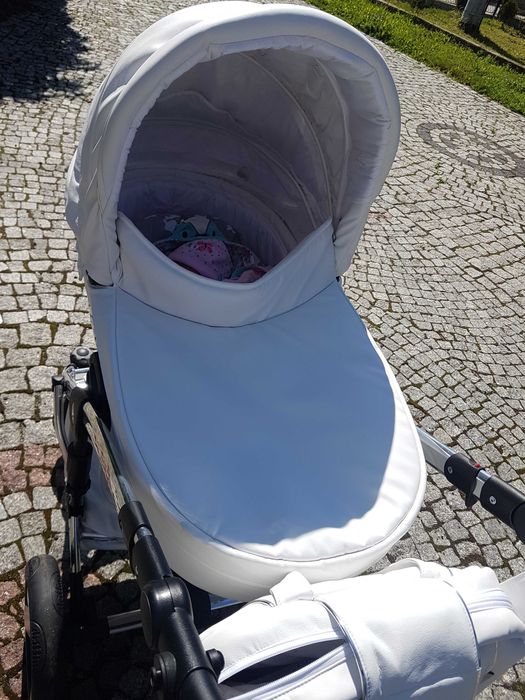 PROMOCJA! Wózek Junama biały eco skóra full wypos. NOWY 3w1 + GRATISY