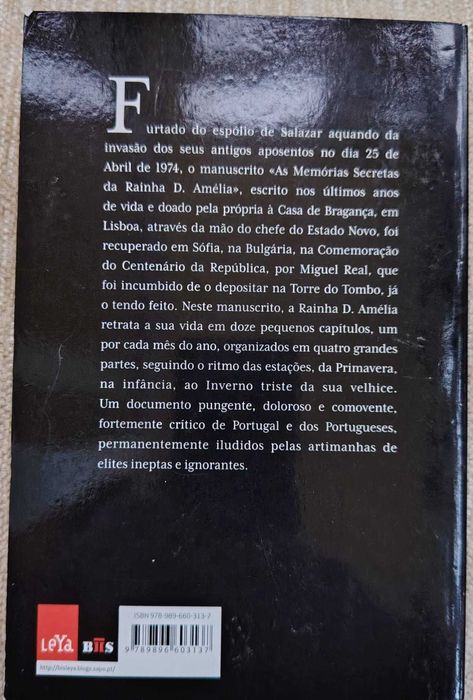 "As Memórias Secretas da Rainha D. Amélia" - Livro de Bolso - Miguel Real - Portes Incluídos