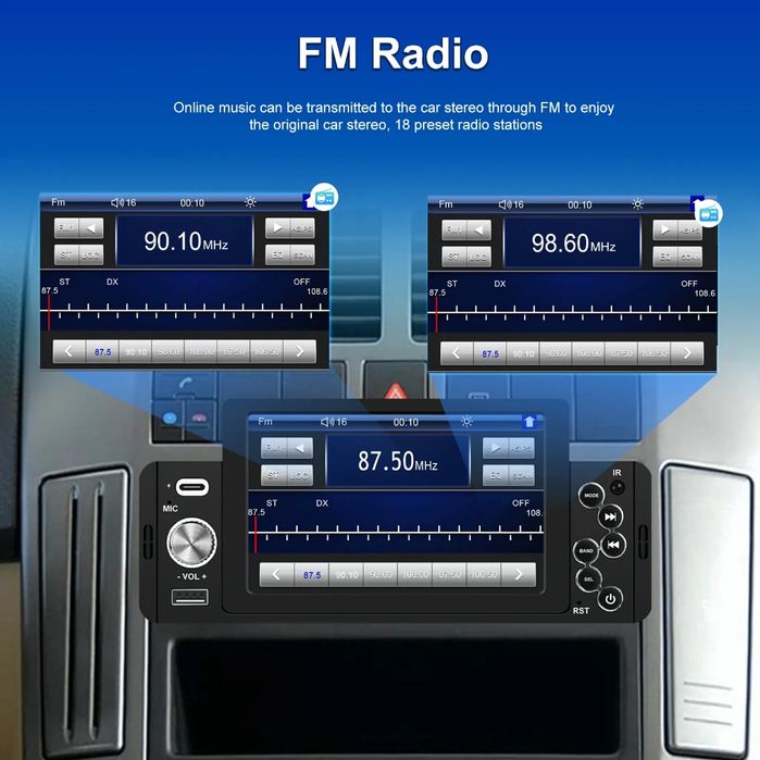 Rádio 1din com Visor 5 polegadas HD Bluetooth MirrorLink Equalizador