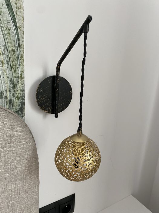 2 lampy kinkiety orientalne Lucande Zale czarny zloty